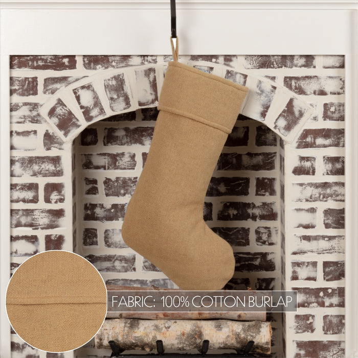 Festive Natural Burlap Stocking 11x20