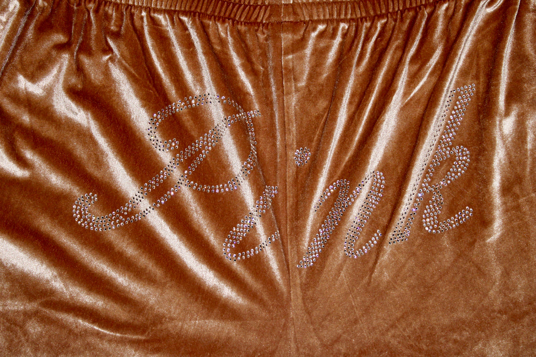 PINK Victoria’s Secret, velour, pink script bling on butt, soft pants XL