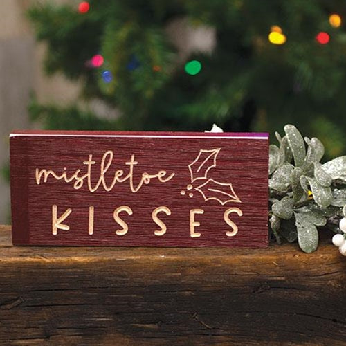 Mistletoe Kisses Engraved Block 3.5" x 8"