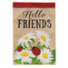 Hello Friends Daisies and Ladybugs Burlap Garden Flag
