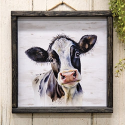 Black & White Cow Portrait Print 12"