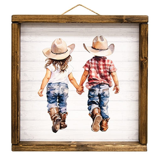 Country Boy & Girl Framed Print 12"