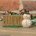 Believe Winter Greenery Resin Snowman Plaque