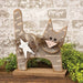 Rustic Wood Gray Tabby Cat on Base 14.5"H