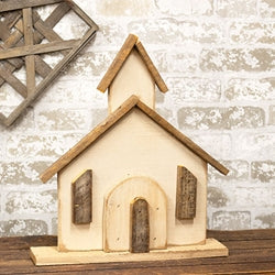 Rustic Layered Wood Church on Base 17"H