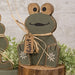 Rustic Wood Sitting Baby Frog w/"Ribbit" Tag