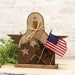 Rustic Wood Eagle w/Flag on Base