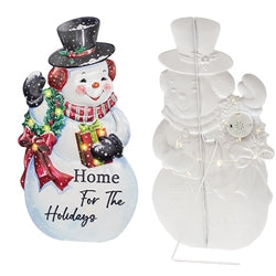 Holiday Home Santa/Snowman LED Metal Easel 2 Asstd.