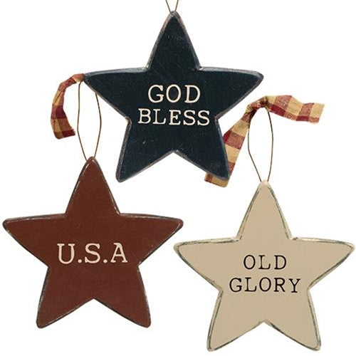 Patriotic Words Star Ornament 3 Asstd.