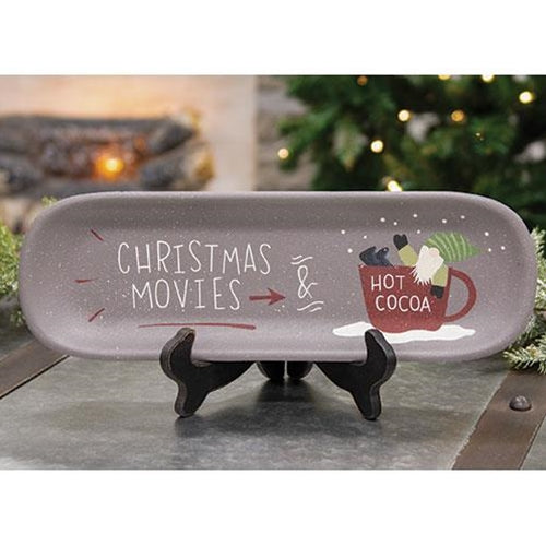 Christmas Movies & Hot Cocoa Wooden Tray