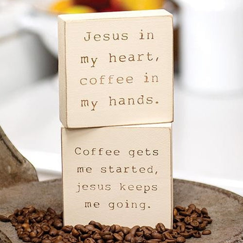 Coffee & Jesus Engraved Block 2 Asstd.