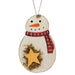 Roly Poly Wooden Snowman Ornament w/star