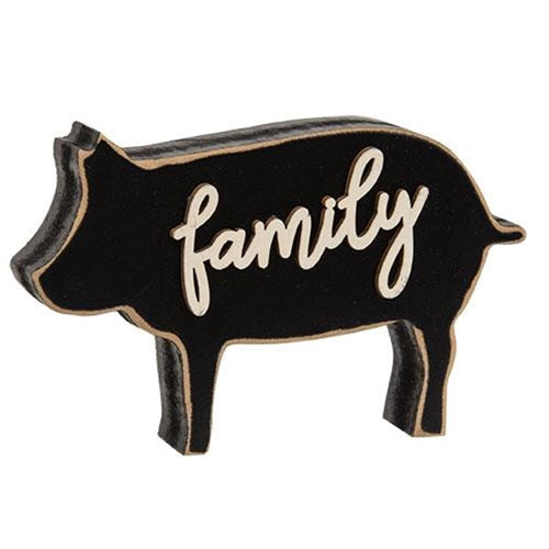 Family Distressed Black Pig Sitter