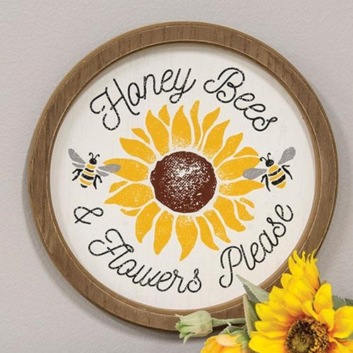 Honey Bees & Flowers Please Sunflower Circle Frame