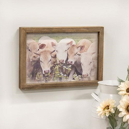 Gathered Cows Framed Print Wood Frame
