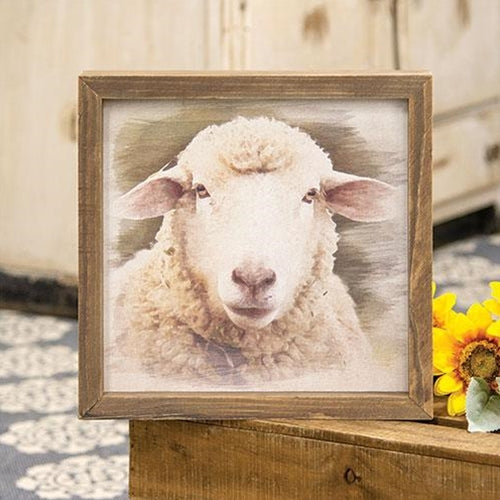 Serious Sheep Framed Print Wood Frame