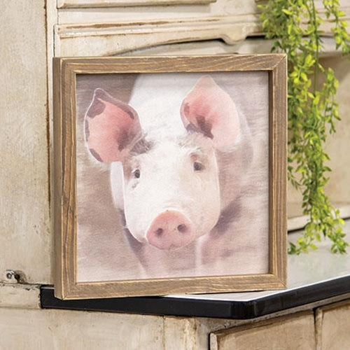 Pig Portrait Framed Print Wood Frame