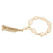 Natural Wood Oval Bead Candle Ring w/Jute Tassel