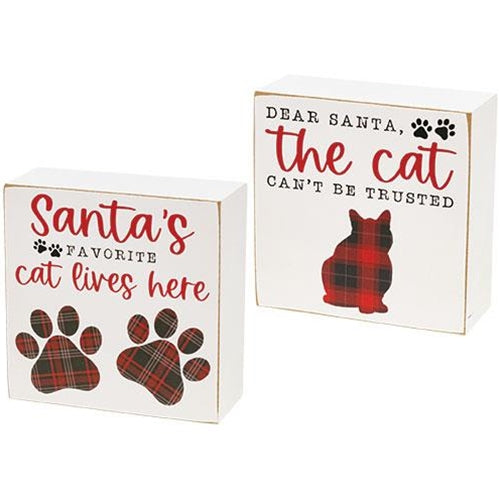 Santa's Favorite Cat Box Sign 2 Asstd.