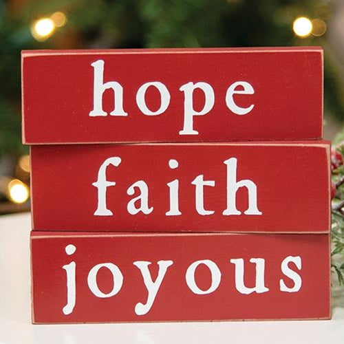 Faith Hope or Joyous Thin Mini Block 3 Asstd.