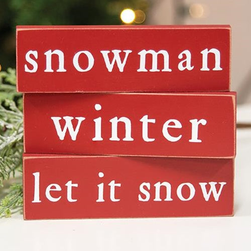 Let It Snow Winter or Snowman Thin Mini Block 3 Asstd.