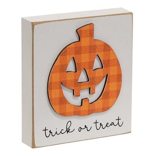 Trick or Treat Plaid Jack O'Lantern Block