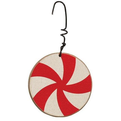 Peppermint Candy Wooden Ornament