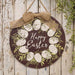 Happy Easter White Easter Egg Wreath Round Sign w/Burlap Bow