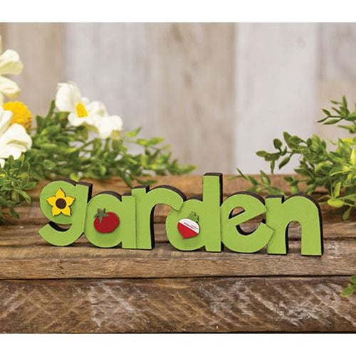 Garden Wooden Word Cutout Sitter