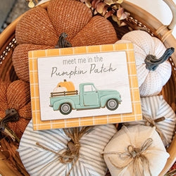 Meet Me in the Pumpkin Patch Blue Pumpkin Truck Layered Box Sign