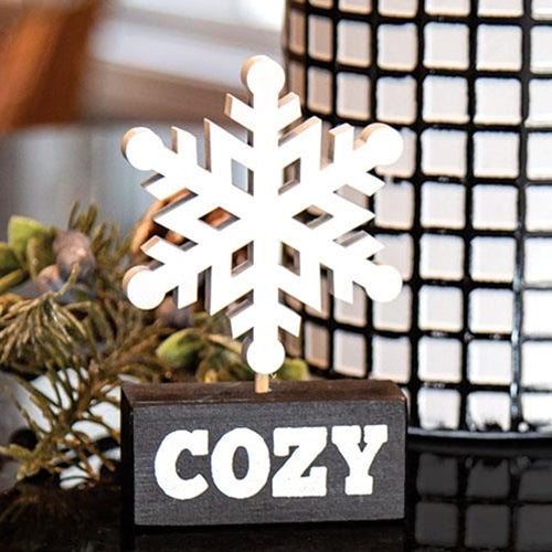 Wooden Snowflake on "Cozy" Base