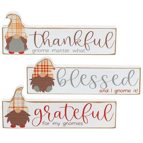 Thankful/Grateful/Blessed Gnome Block 3 Asstd.