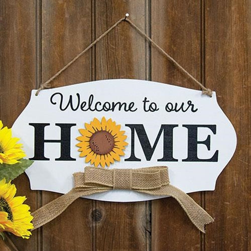 Welcome to Our Home Hanging Wood Sign w/6 Magnets