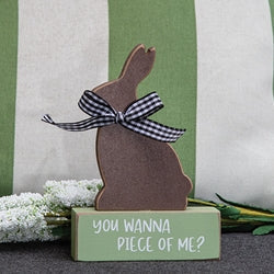 You Wanna Piece of Me Chocolate Bunny on Base