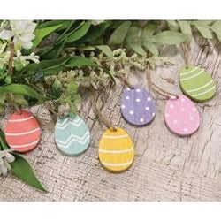 6/Set Wooden Easter Egg Ornaments