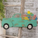 Distressed Hanging Teal Wooden Easter Egg Truck