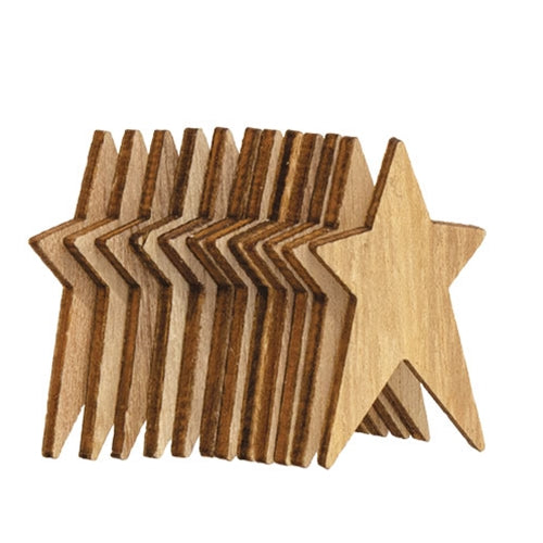 12/Pkg Unfinished Wooden Primitive Stars 1.5"