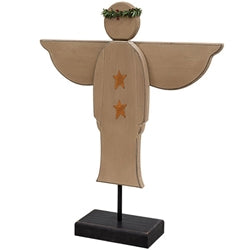 Distressed Wooden Angel on Base