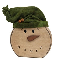 Distressed Wooden Snowman w/Hat Sitter 2 Asstd.