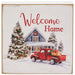 Welcome Home Vintage Red Truck Square Block