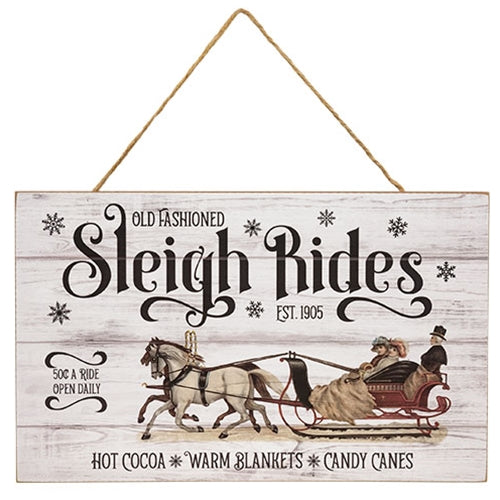 Old Fashioned Sleigh Rides Barnwood Look Sign