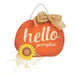 Hello Pumpkin Sign w/Sunflower