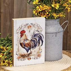 Floral Framed Rooster Block