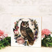 Moonlit Owl In Floral Wreath Square Block