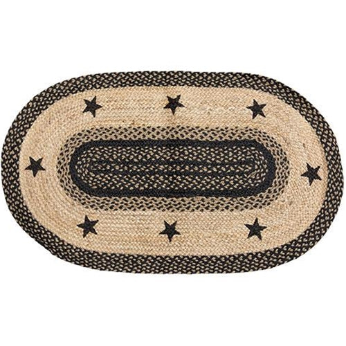 Braided Black Star Jute Rug 3'x5'