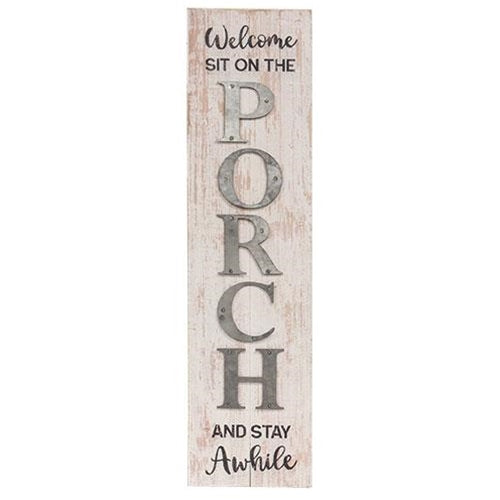 Welcome Sit On The Porch Distressed Wood Sign