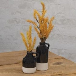 2/Set Black Glazed Ceramic Jug Vases