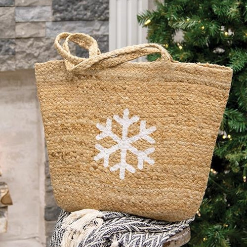 Snowflake Jute Tote