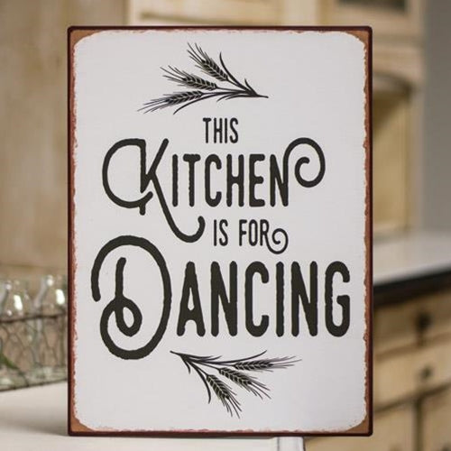 Kitchen is for Dancing Distressed Metal Sign