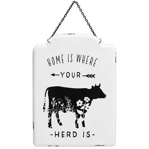 Home Is Where Your Herd Is Metal Hanging Sign